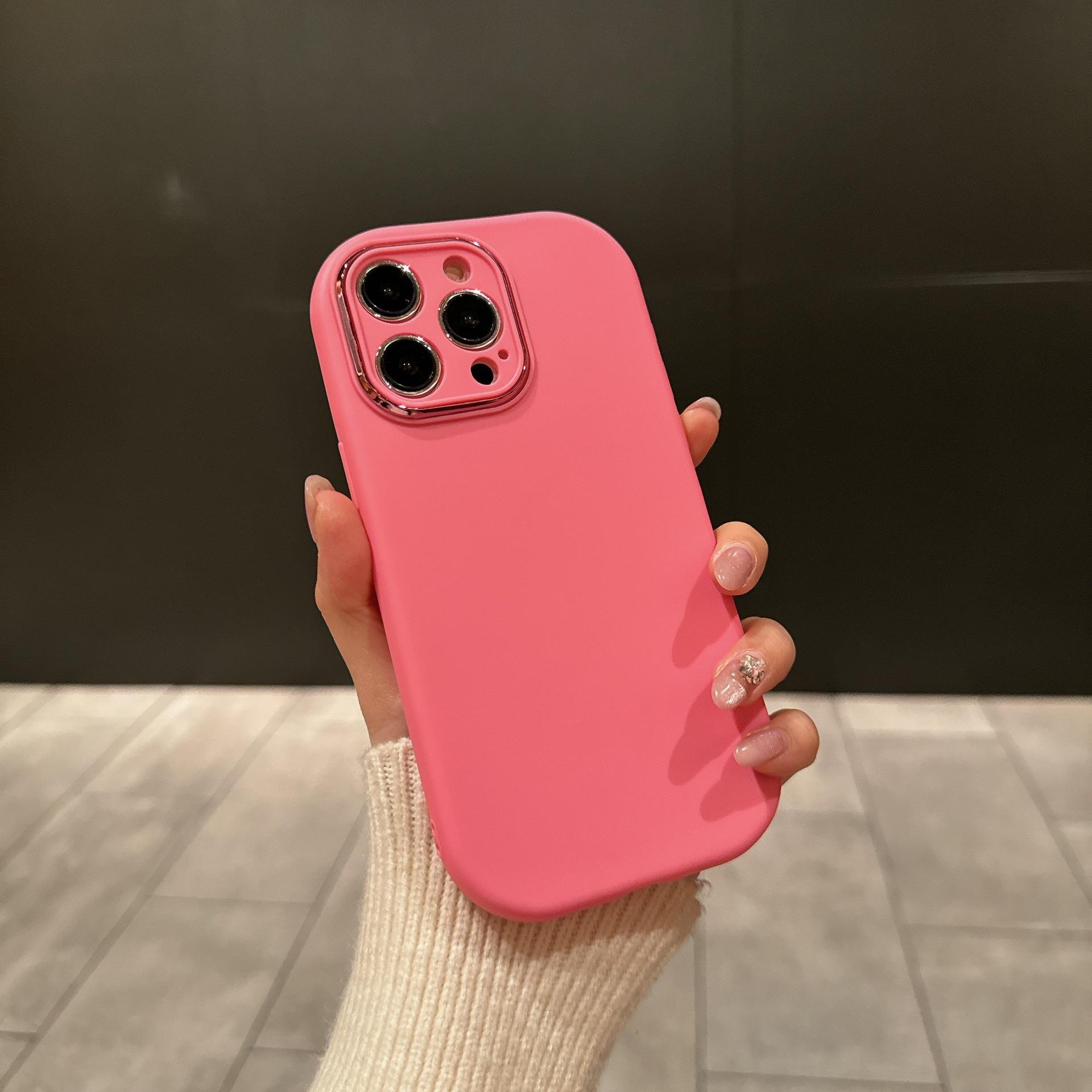 

Чехол для телефона с электропокрытием линзы Ip16pro с мелкими отверстиями для пухлой девушки, матовый защитный чехол Apple 15/14 12 однотонных цветов Apple 16Plus