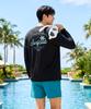 Helingbon [Set] Men'S Loose Fit Long Sleeve Rash Guard & Swim Pants Rf342 A26