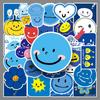 50 Original Blue Smile Planner Stickers: Cute Cartoon Waterproof Decorations for DIY, Water Bottles, Computers, and Phones
