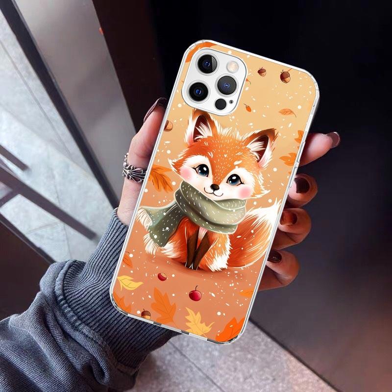 Animal Fox Phone Case For iPhone 17 Air 11 13 Mini 14 15 Plus 16 12 Pro Max 16E SE 7 8 Pattern Soft TPU Back Cover 13 12 Mini 1