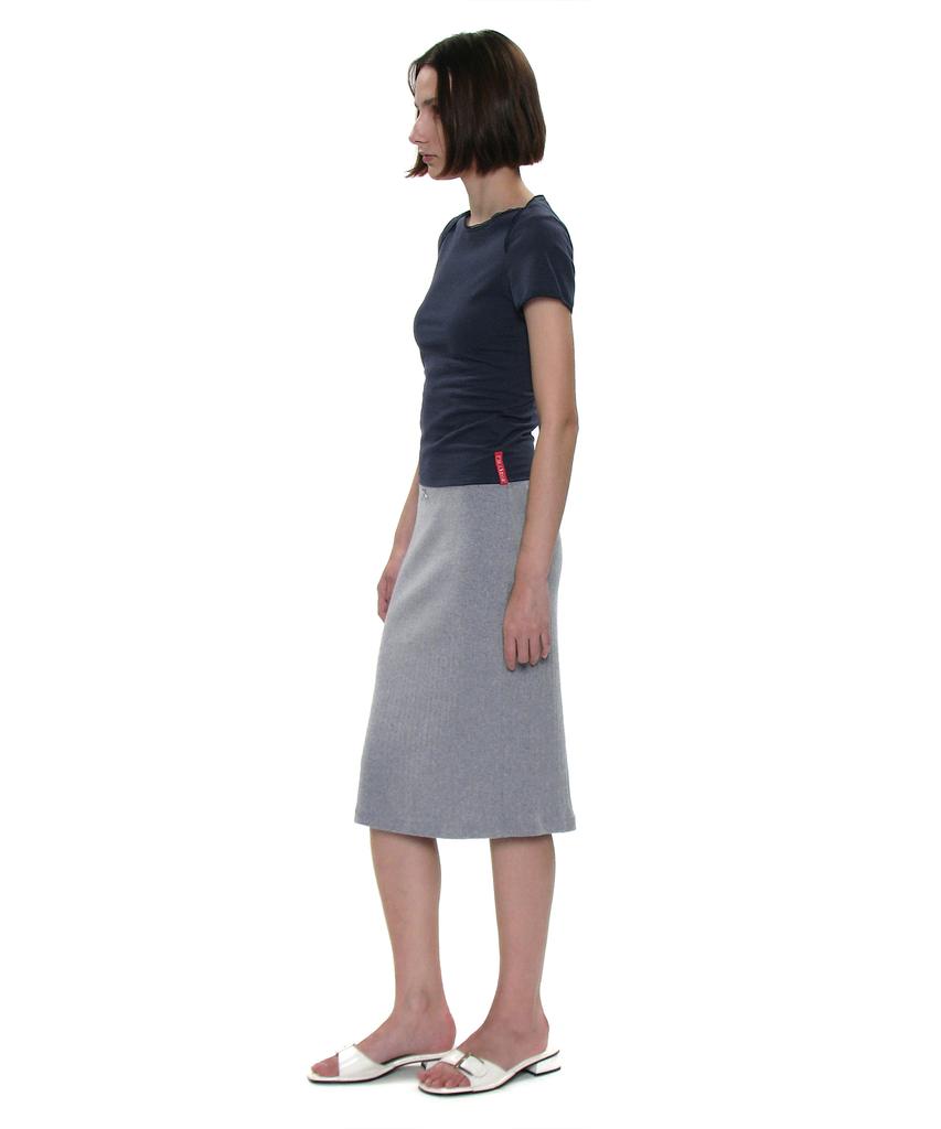 Partimento Woman Pwc Lace Trim Eyelet Midi Skirt_Melange