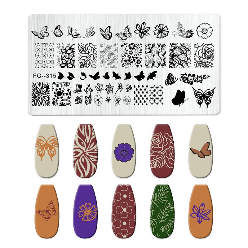 12*6cm Nail Stamping Plates Rose Butterfly Nail Art Plate Stainless Steel Nail Design Stencil Tools DIY Printing Design Stamp