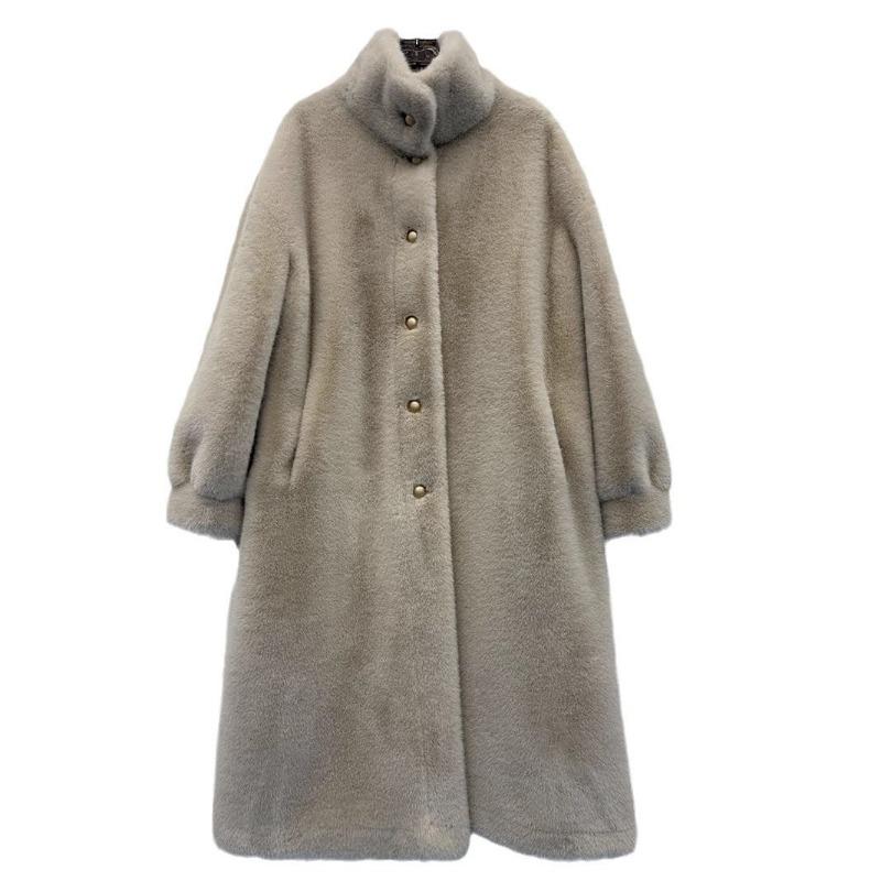 Haining Fur Fur Integrated Coat Women's Autumn and Winter New Fashion White with Extended Thickened Warm Top