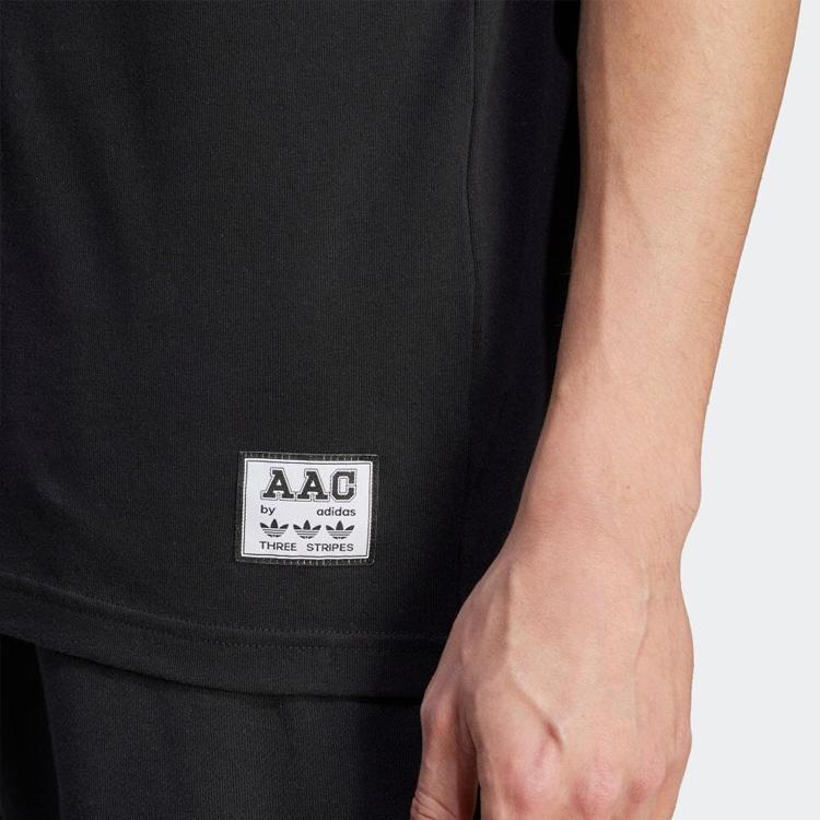 Adidas Originals Alphabet Print Round Neck Short Sleeve T-Shirt Men Tops Black HZ0711