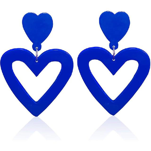 Acrylic Double Heart Earrings for Women Love Heart Drop Earrings Dangling Colourful Neon Heart Earrings Birthday Party Jewelry Gifts for Women