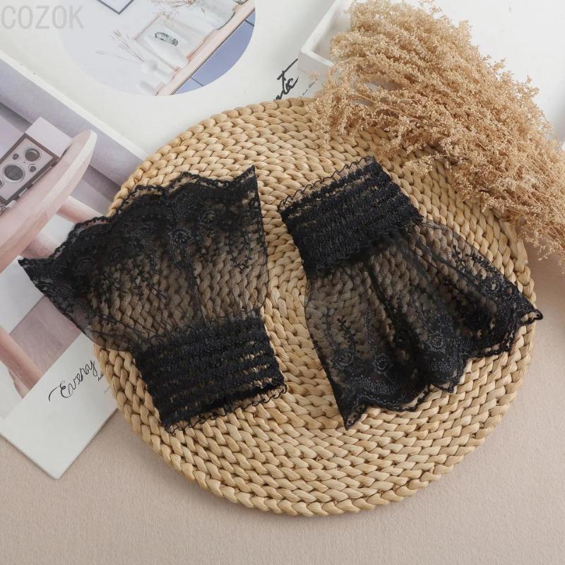 

1 пара съемных манжет для блузки, гетры на запястья, марлевые эластичные универсальные манжеты, накладные манжеты, женские кружевные манжеты, рукава, манжеты для свитера