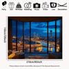 2D Modern Room Backdrop, Night City Skyline Window Scene Party & Live Background