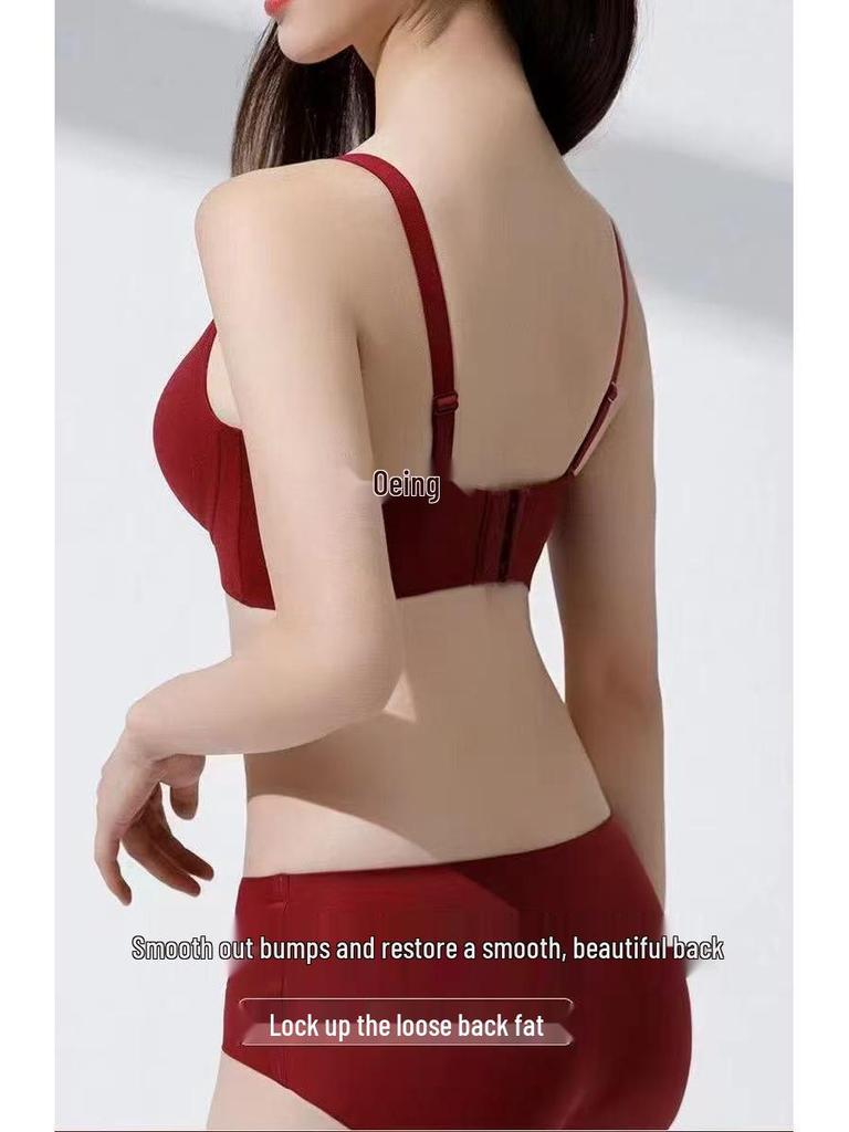 Original Red Seamless Uplift Anti-Sag Bra with Side Support, No Underwire