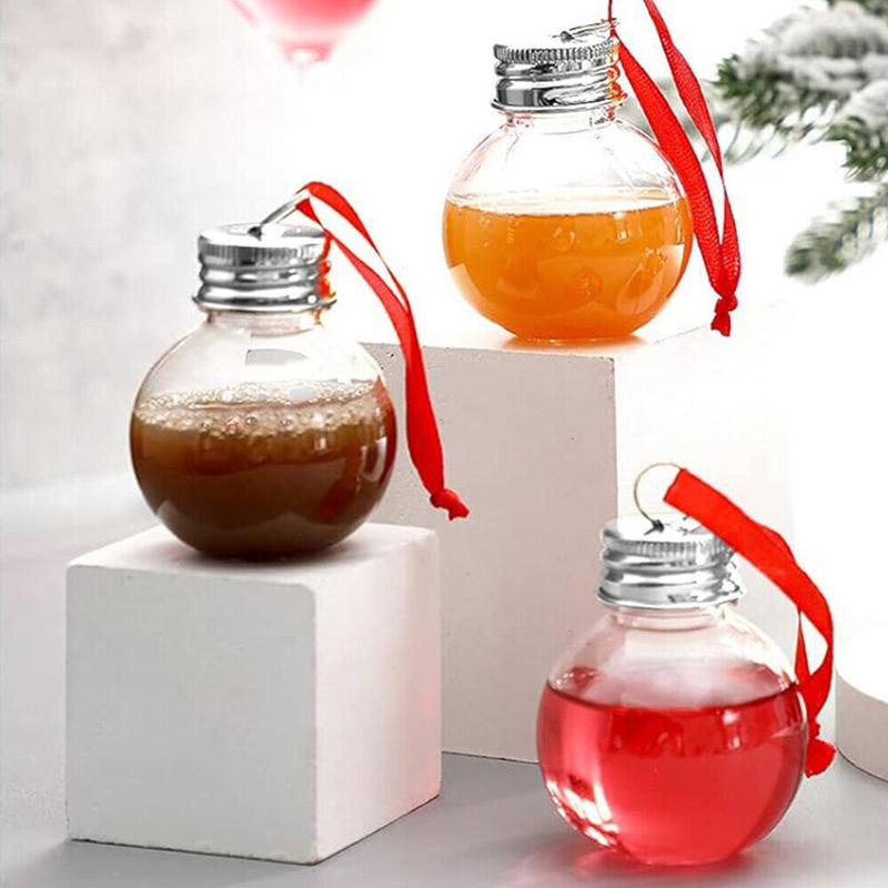 6/12 stk 50 ml væskeflaske juletre hengende utfyllbare kuler Baller rødt bånd