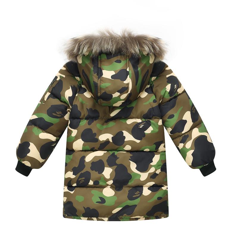 2025 Kids' Mid-Length Down Cotton Jacket with Fur Collar for Boys and Girls - Thickened for Autumn and Winter