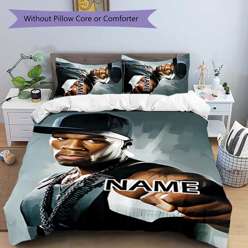 3pcs Rapper2 Cover Set - Personalized Name, HD Printed Bedding with 1 Cover and 2 Pillowcases - Perfect for Home Decor, Easy Care