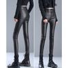 Women's High-Waist Matte Leather Skinny Pants - Elastic, Slimming, Plus Velvet, Autumn/Winter 2025.