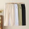 Elastische High-Waist Sommer-Caprihose für Mütter - Gerade geschnitten, Große Größen, Freizeitkleidung für Frauen mittleren Alters & Senioren