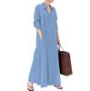 Women's Lapel Long Sleeve Plug Pocket Loose Casual Long Shirt Dresses