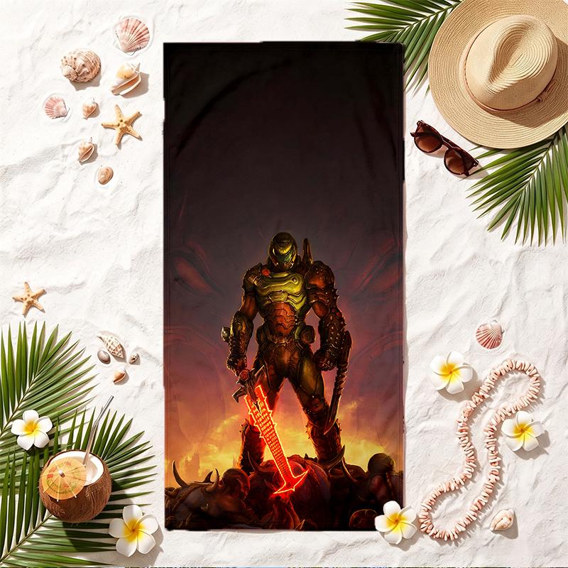 Doom Soft Beach Towel Stylish Beach Pool Towel for Summer Seaside Vacation Travel