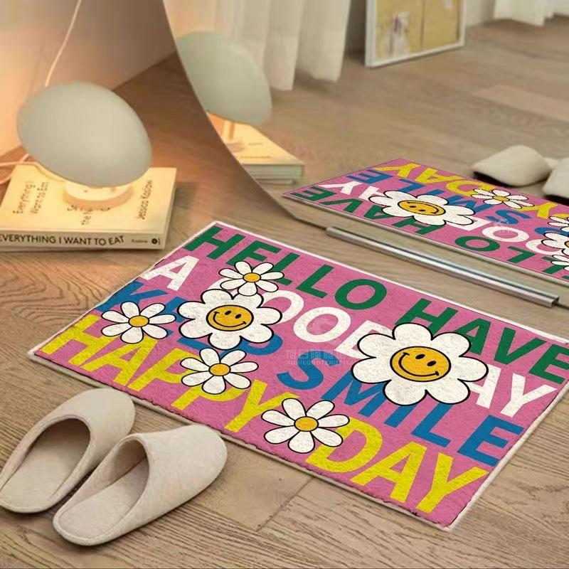 

VIKAMA Cartoon Imitation Cashmere Carpet Water-Absorbing Bathroom Entrance Floor Mat Soft Bedroom Carpet Home Decoration 40x60cm 16x24inch
