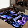 1PC Custom Name Purple Butterfly Roses Theme Floor Mat Ideal for Living Room, Game Rooms, Office, Bedroom,Floor Mat Playful Design