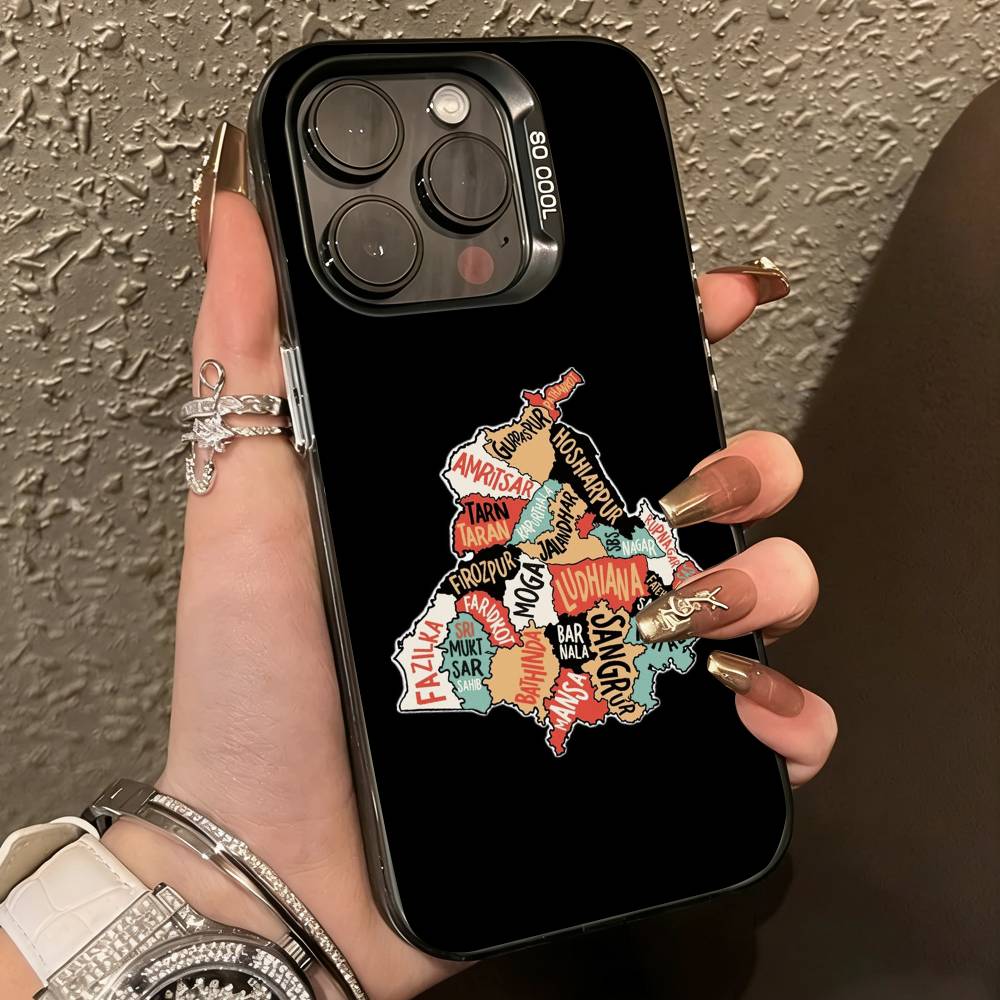 Map Punjab-b Art Phone Case For iPhone 17,16,15,14,13,12,11 Plus,Pro Max,XS,Colorful Silver Black Cover iPhone17Pro