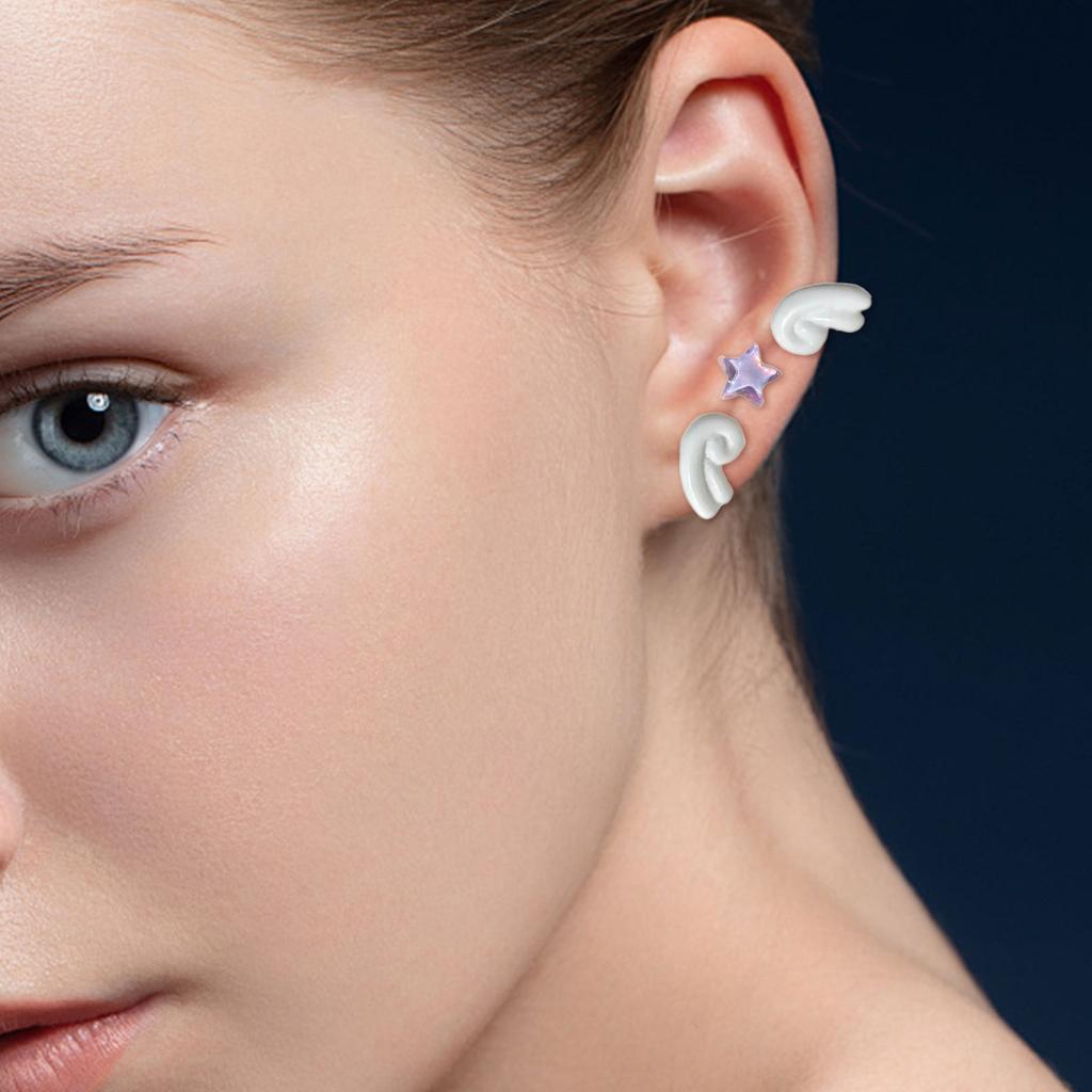 Stylish Wing and Star Cartilage Helix Tragus Studs Earrings Ear Bone Nails Body Jewelry Fashion Ear Accessories