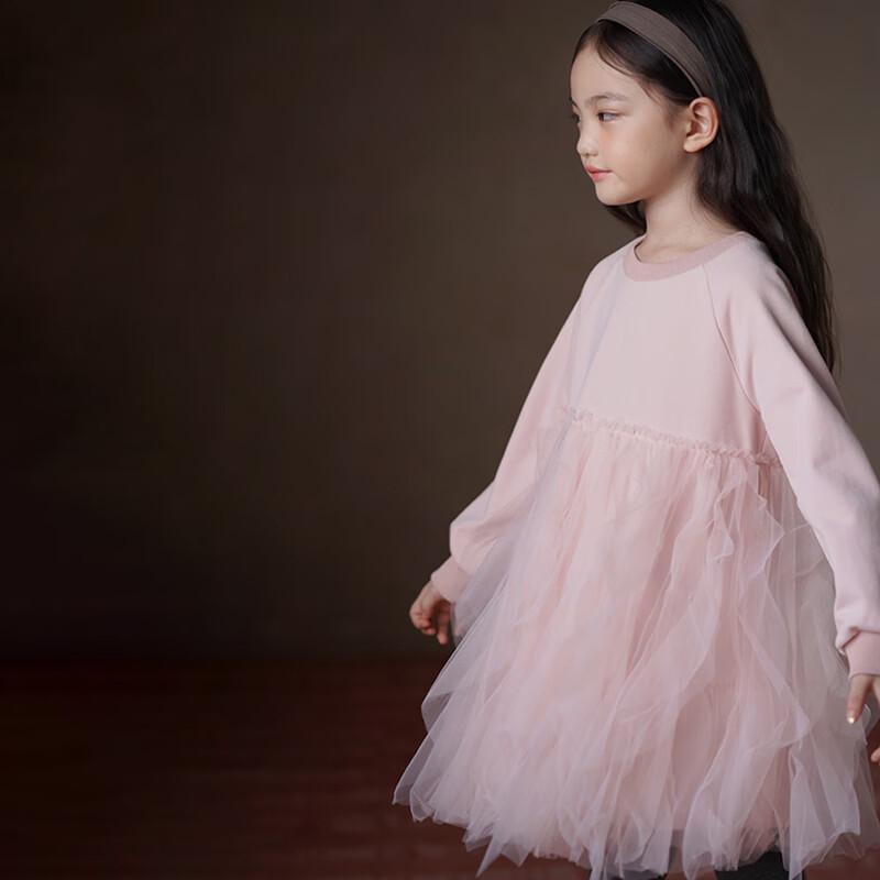 Girls  Sweet Pink Princess Long Sleeve Dress 160