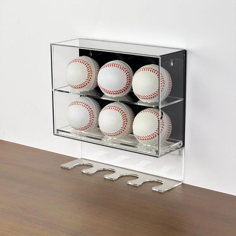 Acrylic Baseball Softball Bat Showcase Clear Protective Case Wall Mounted Ball Display Holder Dustproof Storage Box