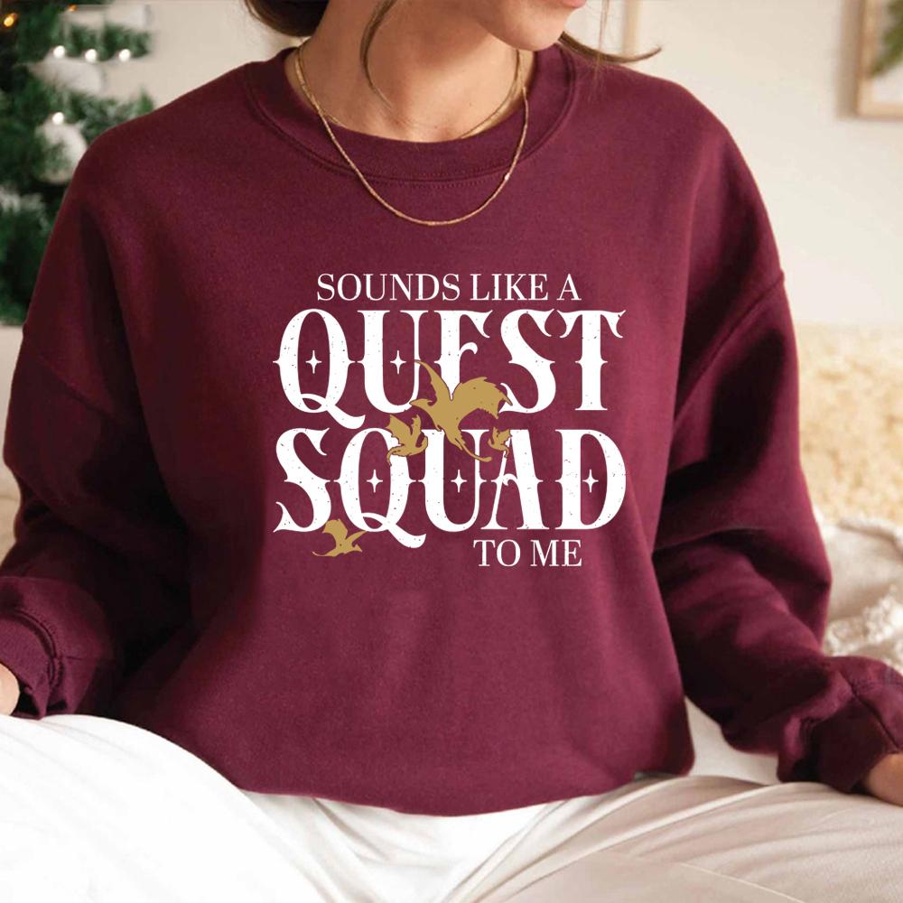 Basgiath War College Sweatshirt Fourth Wing Quest Squad Sweatshirt Men Women Sweatshirts Long Sleeve Vintage Pullover Streetwear