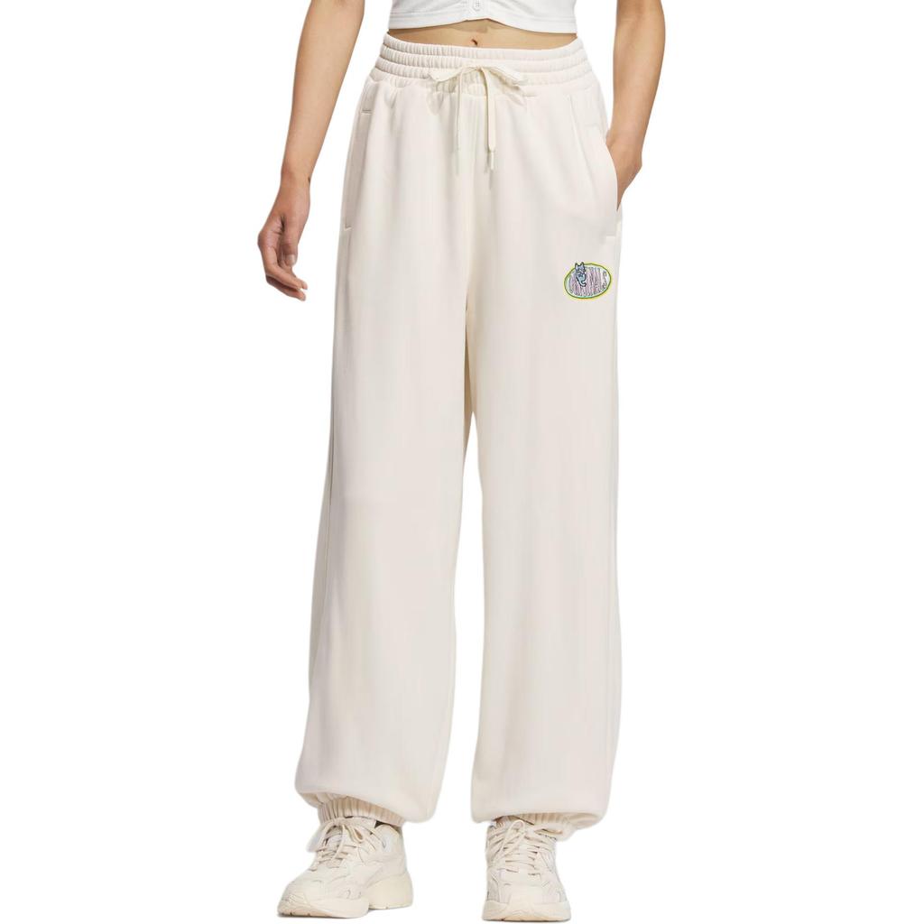 adidas Originals Street Series Loose Fit Drawstring Cuffed Casual Pants Women Pants White JL7548