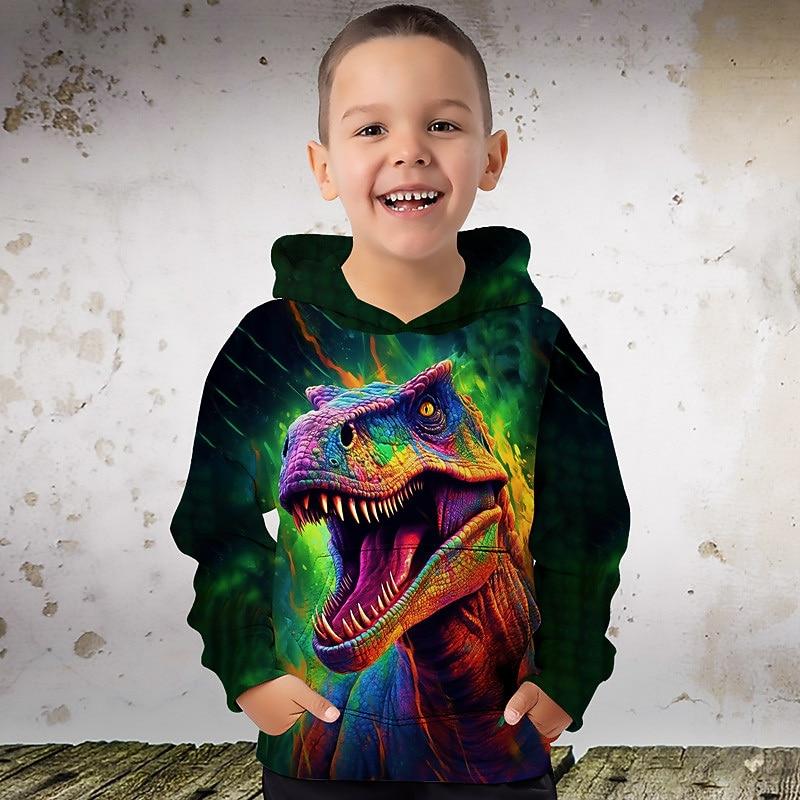 

Boys 3D Graphic Animal Dinosaur Hoodie Long Sleeve 110cm