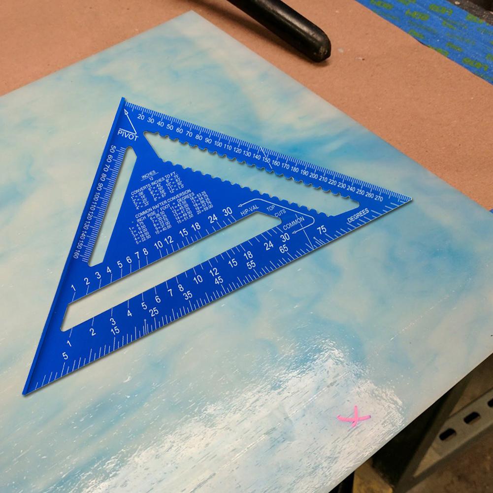 12 Inch Triangle Ruler Aluminum Alloy Metric Angle Ruler High Precision Measuring Square Ruler for Woodworking Carpentry