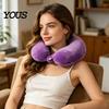 Memory Foam Cushion Travel Neck Pillow, U Shaped Headrest for Airplane Removable Velvet Pillow Cover Car, Soft Support Office Nap, Washable