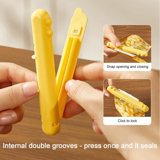 4 Pcs Plastic Food Clips with Magnetic Storage Box Sealing Clip with Cute Cat Fridge Magnet Holder for Food Storage Kitchen Home Decor