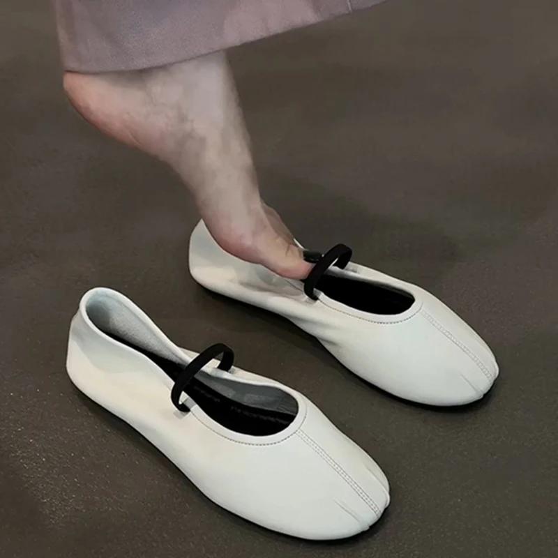 Design de Outono Sapatos Bailarinas Femininas Moda Conforto Estilo de Rua Sola Macia Vestido Feminino Couro Sapatos Mary Jane