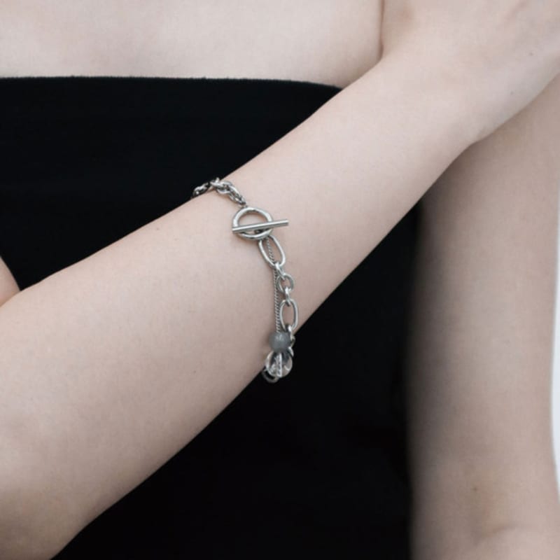 Baroque Stone Togglebar Gemstone Bracelet L