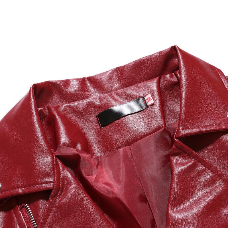 Autumn and winter men's European and American lapel leather jacket business casual zipper decorative locomotive leather jacket PY