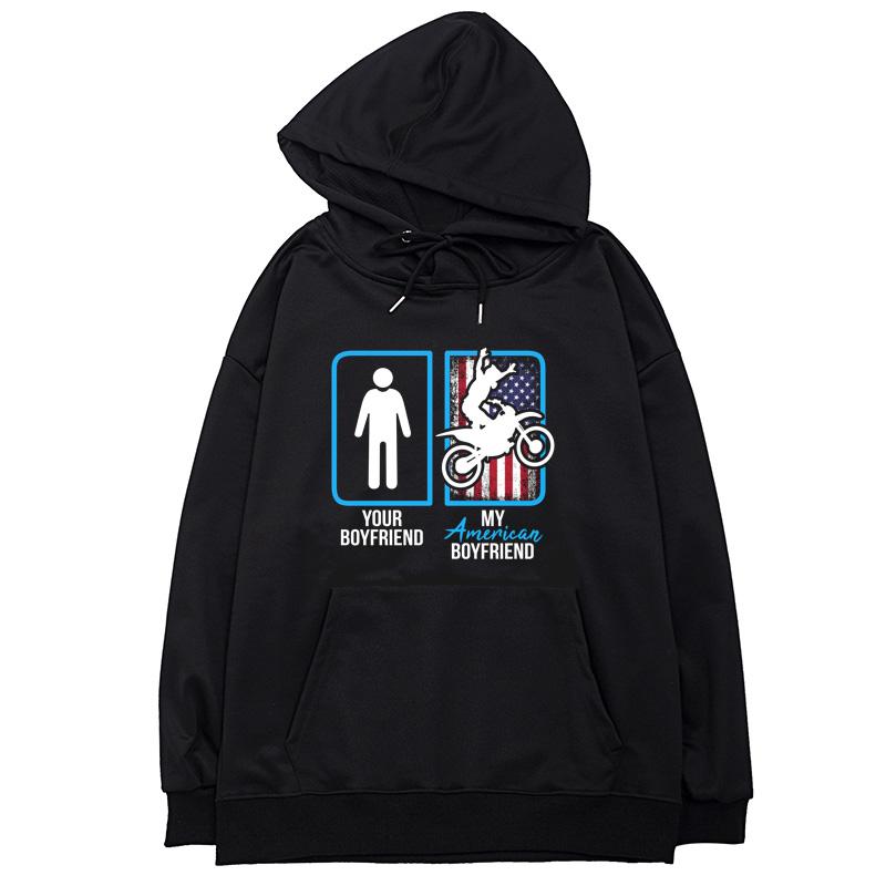 Buy American Boyfriend Printed Black Autumn And Winter Hoodie LongSleeved Warm Harajuku Top