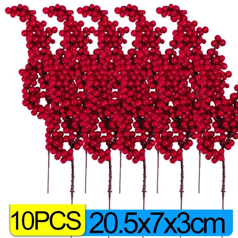 60/1 Stück Weihnachten Rote Beeren Zweige Künstliche Stechpalmenbeeren Staubgefäße Pflanzen Blumen Kranz Ornamente Weihnachtsbaum Party Hausdekoration