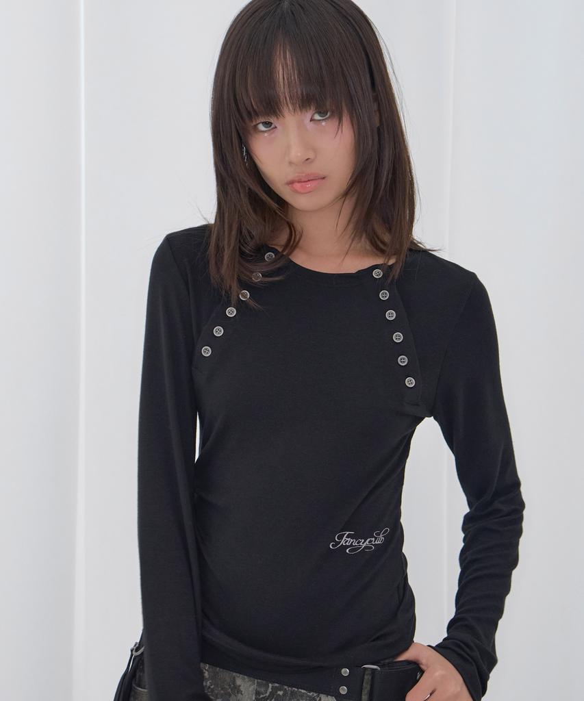 FANCY CLUB Move Button Long Sleeve (Black) F26Qb048