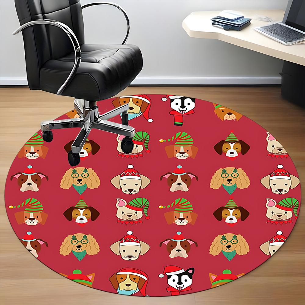 

1pc Christmas Dogs Chair Carpet for Office, Soft, Non-Slip Polyester Mat, Office, Living Room, Bedroom, Durable Polyester yy251207138 80cm by 80cm