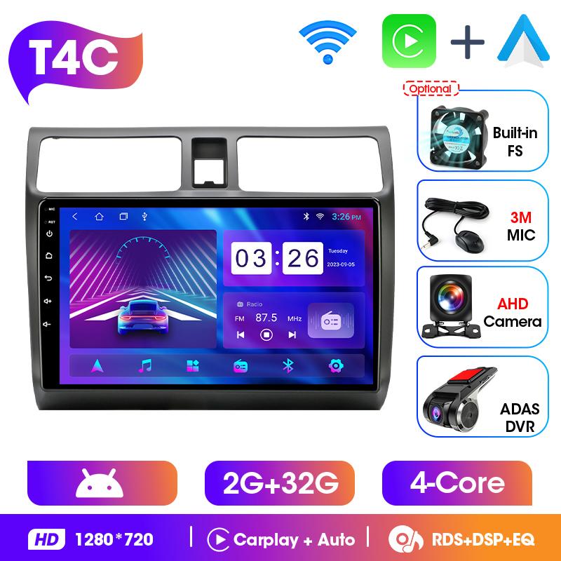 Srnubi 2Din Android14 Car Stereo Radio For Suzuki Swift 2003-2010 Wireless Carplay Android Auto Mirror Link BT 4G WiFi Head Unit