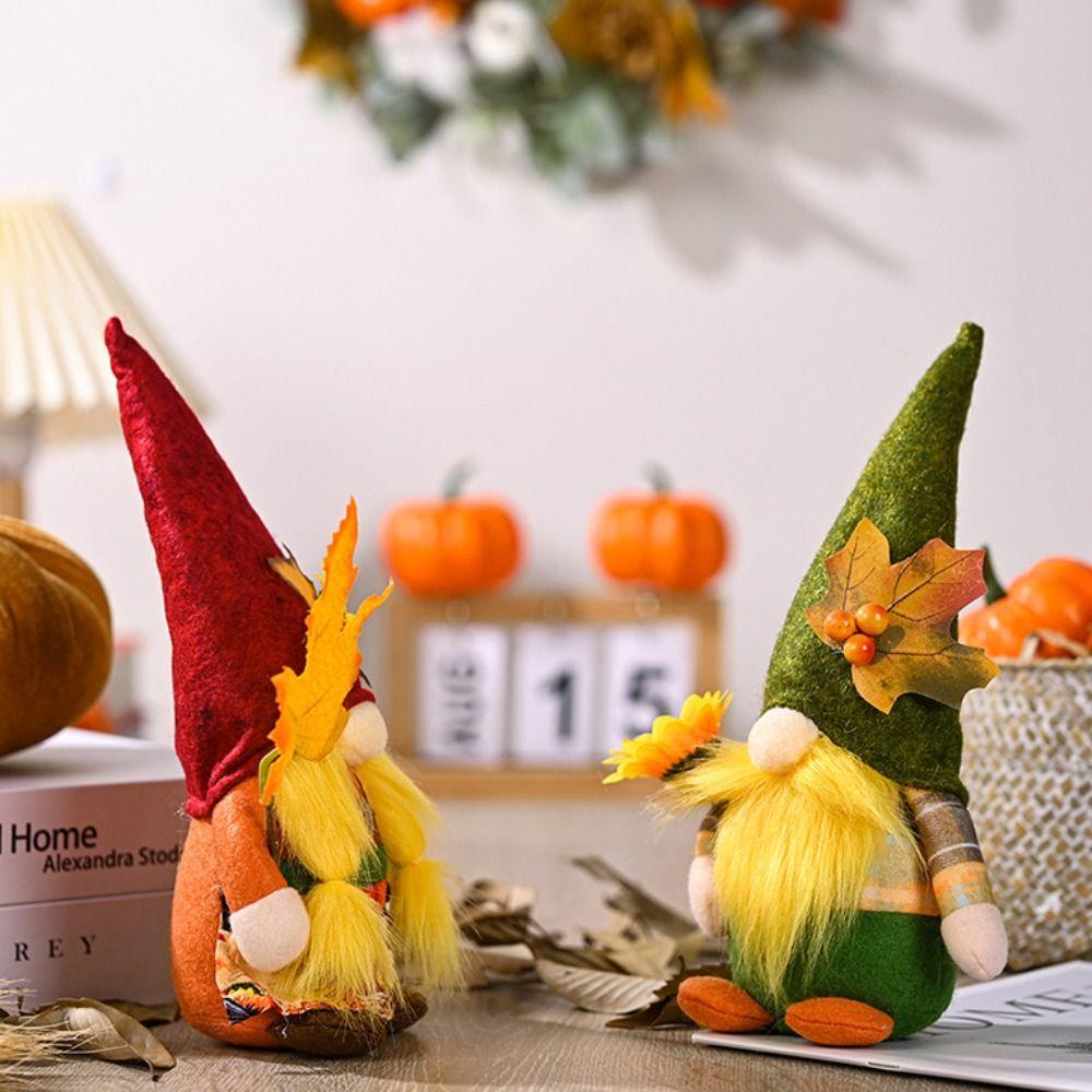 Funny Maple Leaf Rudolf Doll Ornament Cute Faceless Doll Ornament Autumn