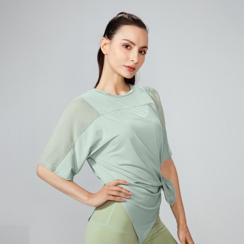 

Распродажа Женская быстросохнущая сетчатая футболка для бега - Свободный топ с коротким рукавом для йоги для фитнеса весной/летом XL