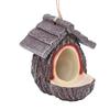 Treehouse Shape Bird Feeder for Outdoors Hanging Resin Rustic Wood Texture Decorative Bird Feeder House for Yard Patio
