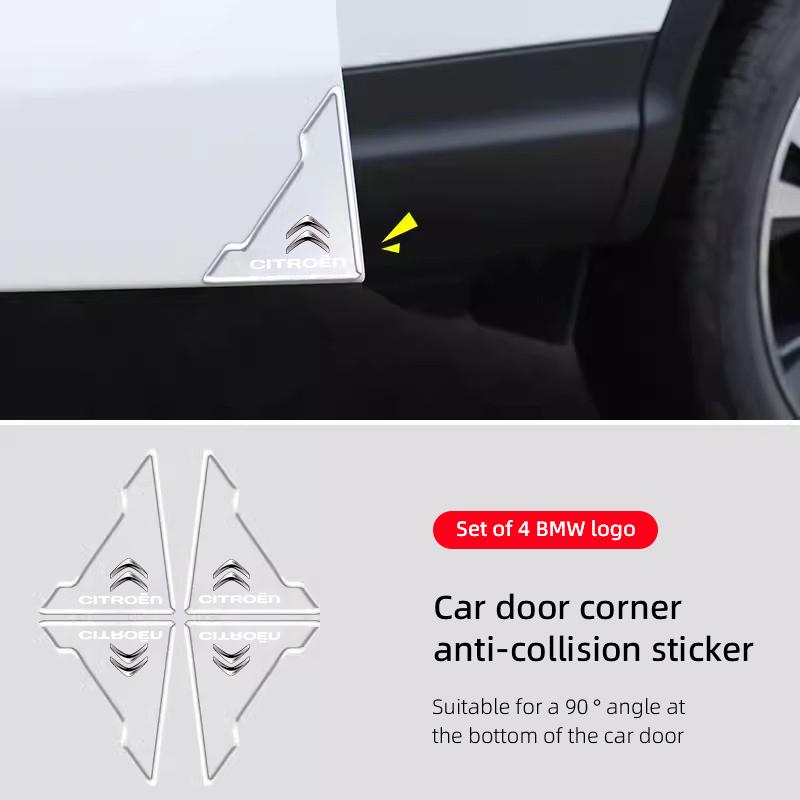 JOFT7 4PCS Car Door Anti-collision Corner Protectors Stickers For Citroen C3 C5 Aircross C5X C4 Cactus Picasso e-C3 e-C4 C1 C-Crosser