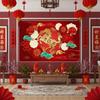 Red Gold Chinese New Year Decoration New Style Horse Year Party Decoration Spring Festival Lion Dance Traditional Backdrop