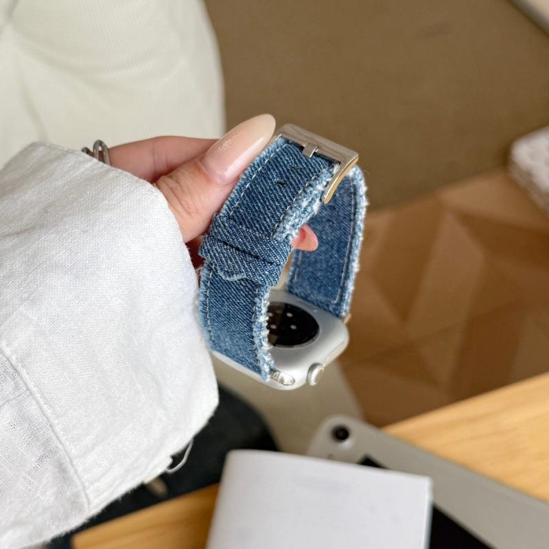 Compatible Denim Leather Band for Apple Watch Series S11, S10, iWatch 9876SE, Huawei FIT4, Xiaomi 9 Pro