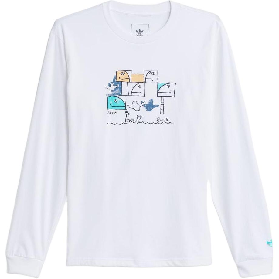 

Adidas Оригинальная дышащая футболка с круглым вырезом и длинным рукавом с принтом из мультфильма для мужчин, белая HC2199 XS