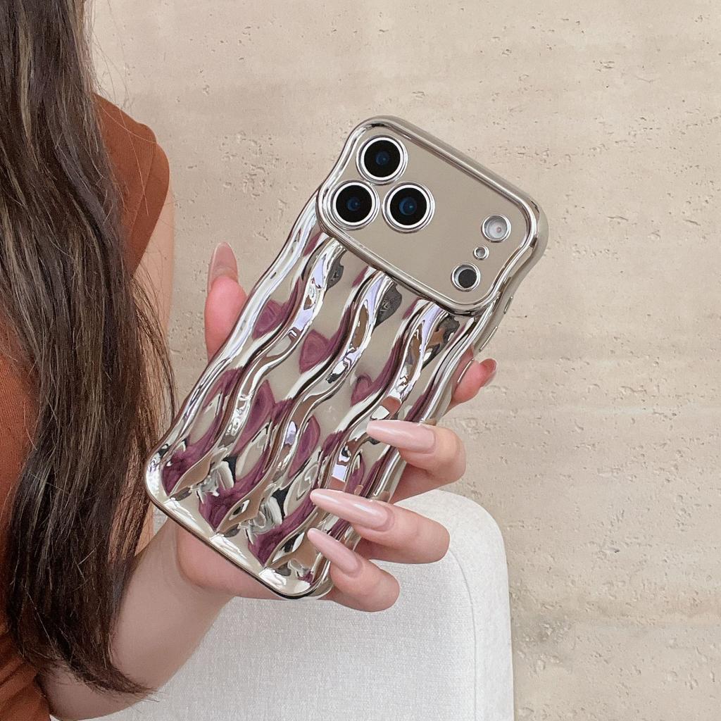 ins solid color electroplating advanced sense stripe for iPhone17promax mobile phone case Apple 16 new 14/15