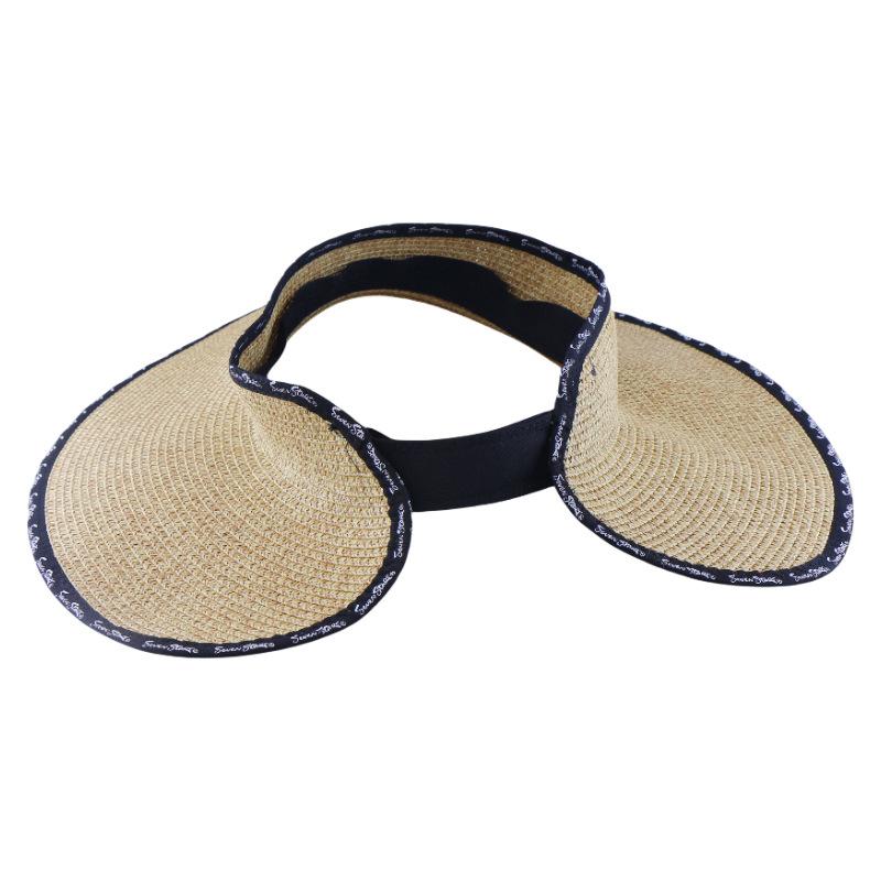 

Light Bow Topless Straw Hat, Sun Protection And Sunshade Empty Top Hat, Raffia Straw Woven Folding Straw Hat Adjustable бежевий