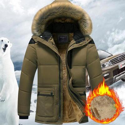 New Winter Fashion Men's Plus Fleece Hooded Jacket Jacket Plus Fleece Warm and Cold-proof Men's Padded Jacket