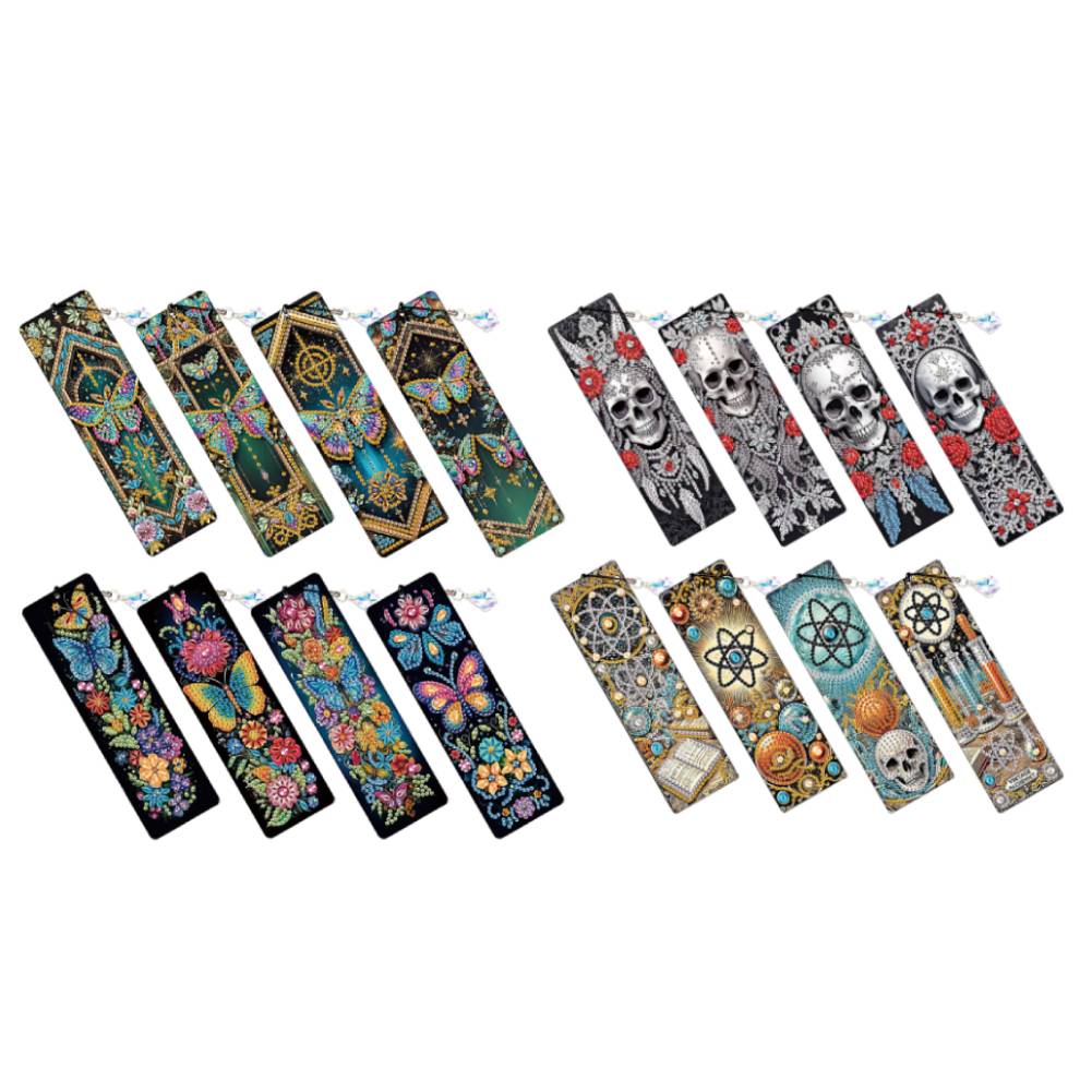 

8Pcs Colored Patterns DIY Diamond Bookmark Art Projects Diamond Painting Art Bookmarks Gift for Book Lovers Mosaic Art Supplies